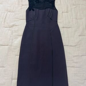 Karen Millen Black and Purple Midi Dress